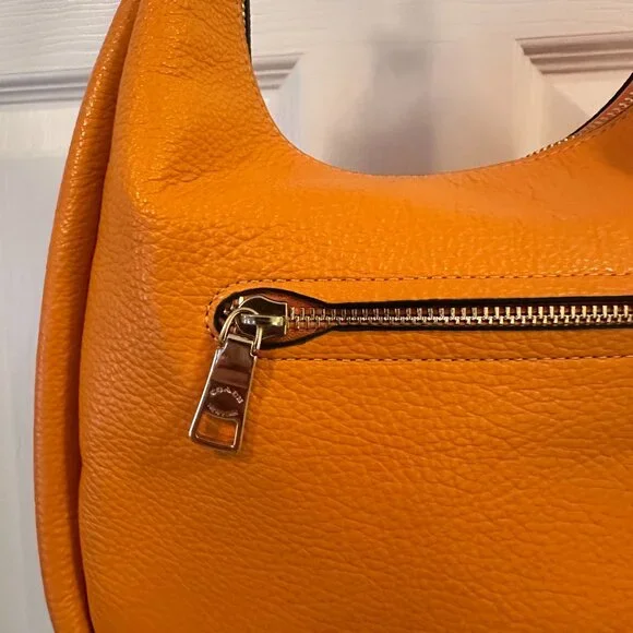 Coach Jules Hobo Bag Pebbled Leather - Orange - Picture 10 of 16